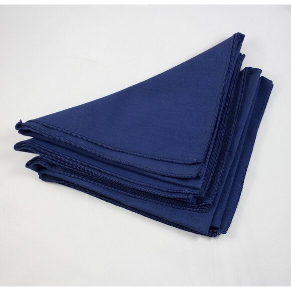 Vintage Dark Blue Textured Fabric Dinner Napkins Set of 4 19"x19" - Picture 2 of 3